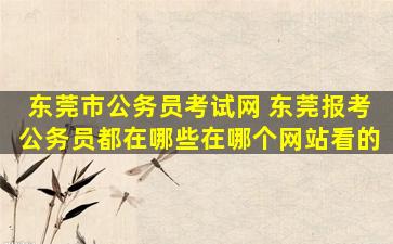 东莞市公务员考试网 东莞报考公务员都在哪些在哪个网站看的